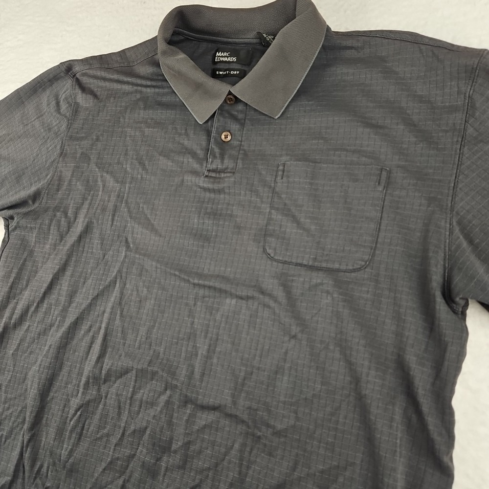 Marc Edwards Swift-Dry 2-Button Polo Shirt Mens‎ L Geometric Pattern Golf